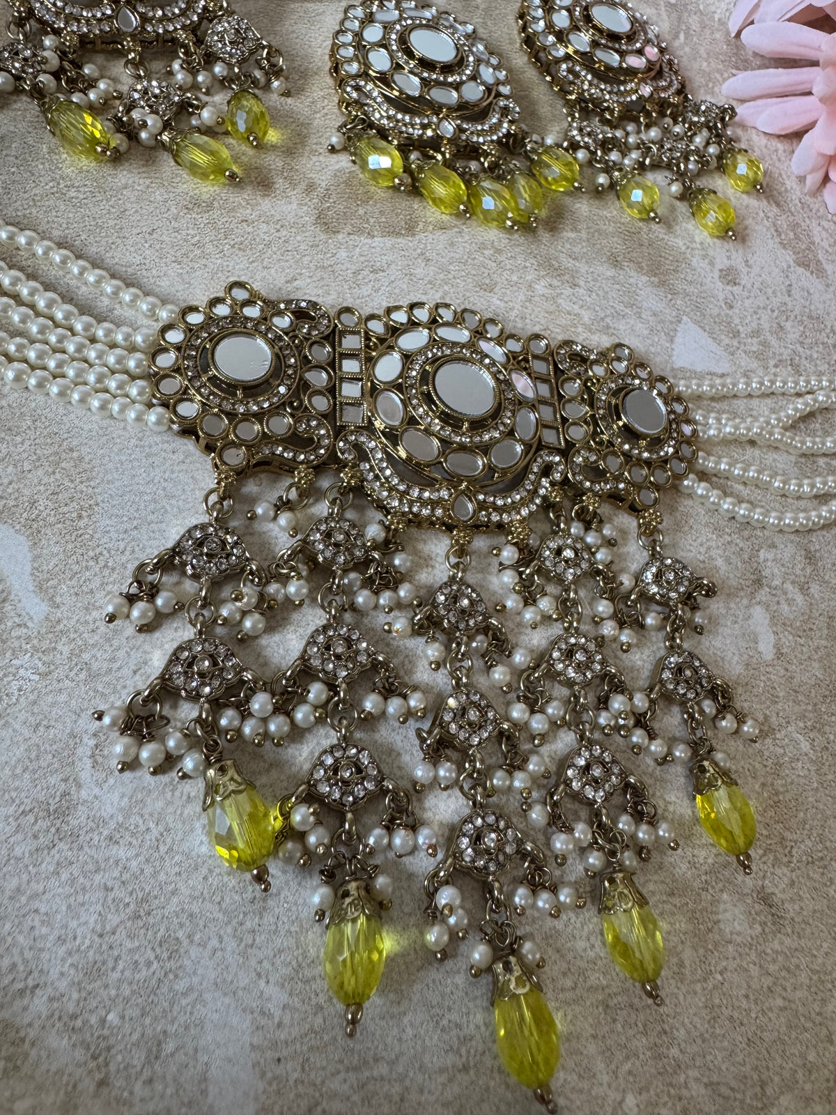 Jhoomar Choker Set (Yellow)