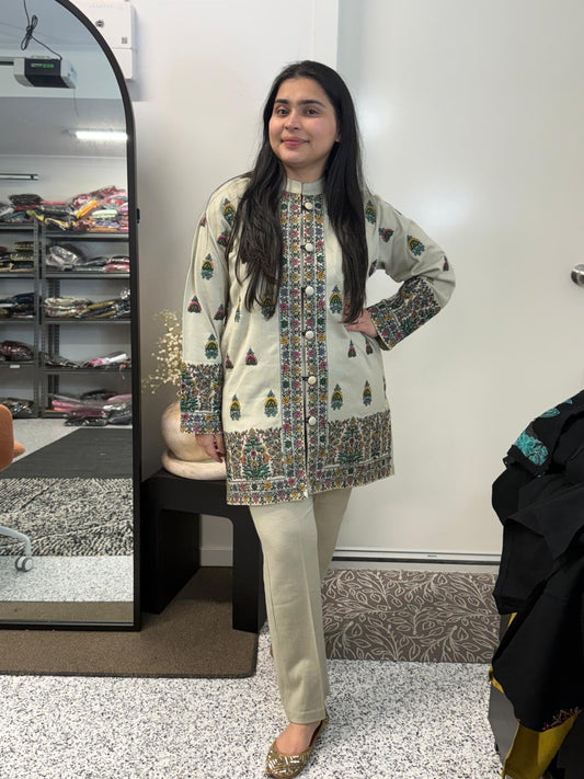 Kashmiri Jacket Style Coord (Ivory)